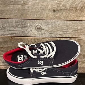 DC Black and White Athletic Shoes with Red Accent